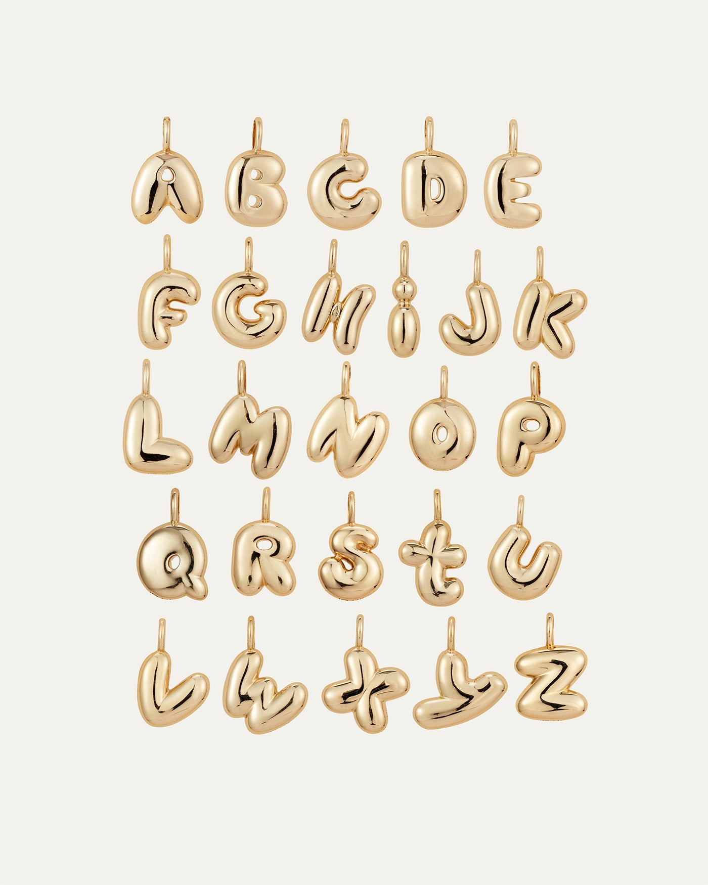 14K Gold Bubble Letter Necklace - B