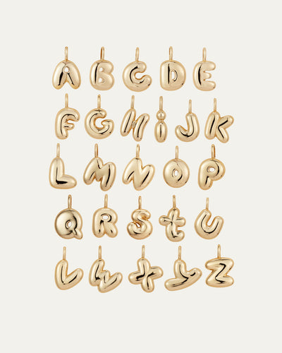 14K Gold Bubble Letter Necklace - B