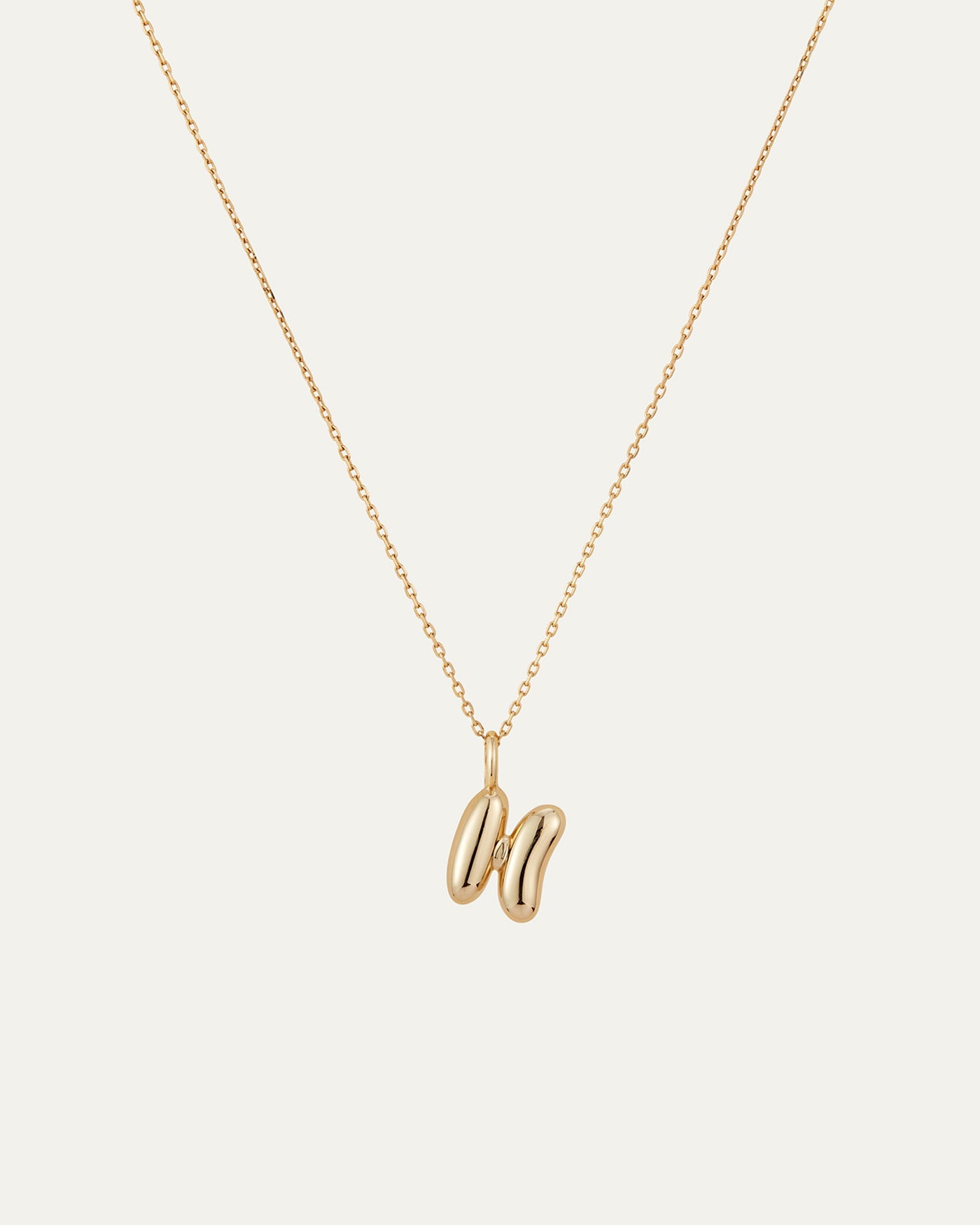 14K Gold Bubble Letter Necklace - H