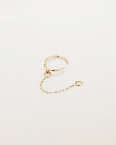 14K Gold Ear Cuff with Chain