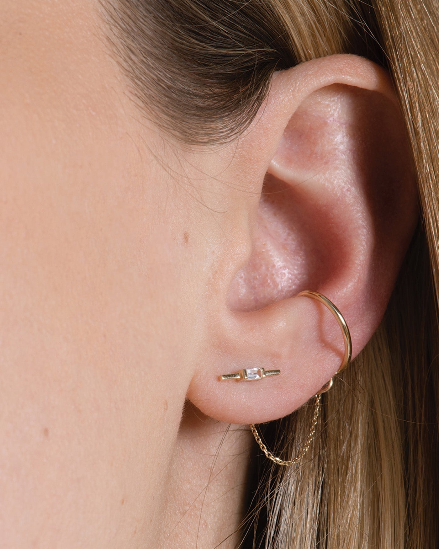 14K Gold Ear Cuff with Chain